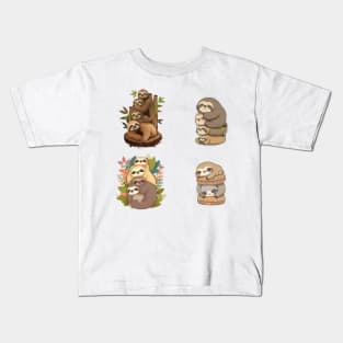 sloth stack stickers pack Kids T-Shirt